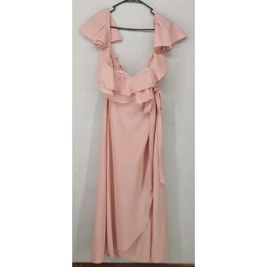 Altar'd State Pink Ruffle Off Shoulder Wrap Maxi Dress Womens Large HF22F064